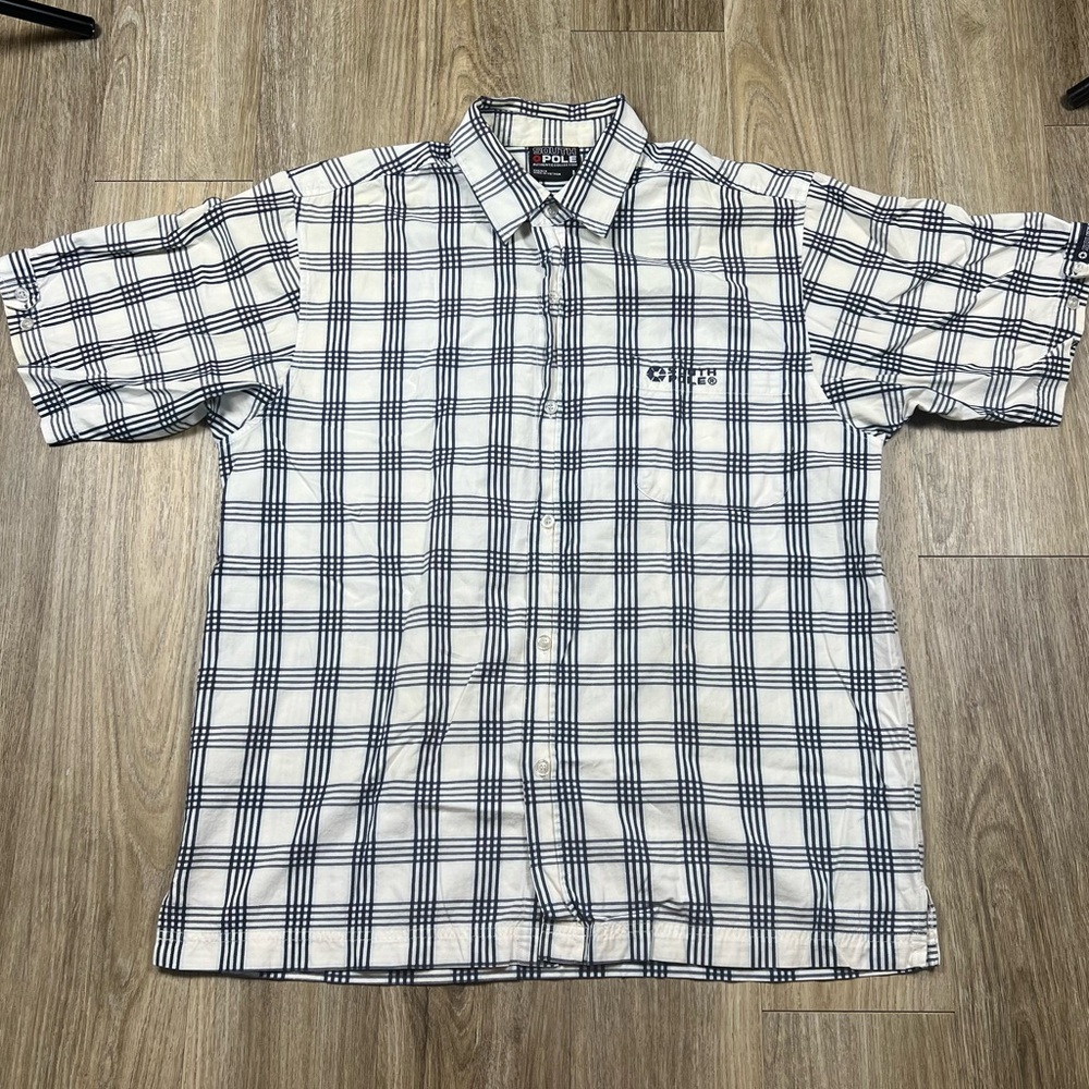 South Pole Shirt Men’s Large and White Casual Button Down Shirt